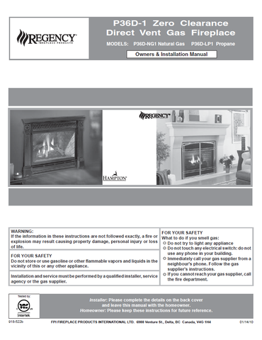 Regency P36D-1 ZC DV User Manual - Gas_RGP36D-1ZCDV