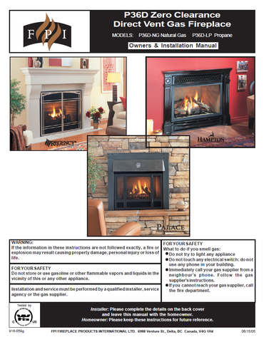 Regency P36D ZC DV User Manual - Gas_RGP36DZCDV
