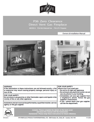 Regency P36 ZC DV User Manual - Gas_RGP36ZCDV