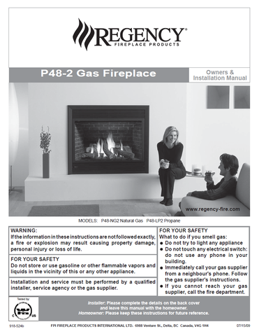 Regency P48-2 Insert User Manual - Gas_REP48-2