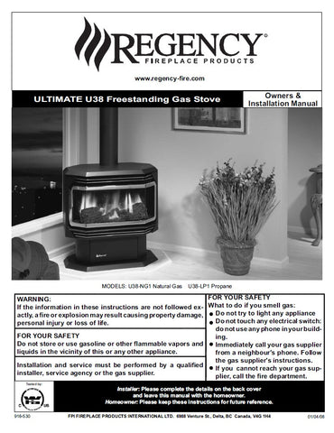 Regency Ultimate U38 User Manual - Gas_R38UFS