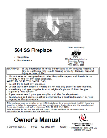 Travis 564 Space Saver Insert User Manual - Gas_564SS-OWN