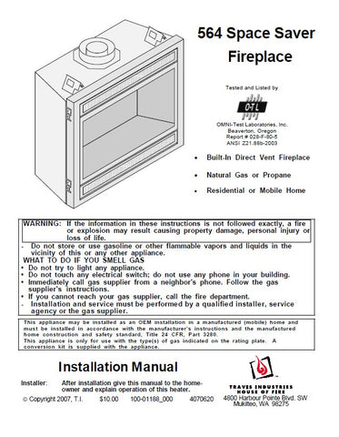 Travis 564 Space Saver Insert Tech Manual - Gas_564SS-INS