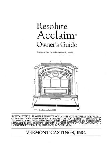 Vermont Castings Resolute Acclaim User Manual