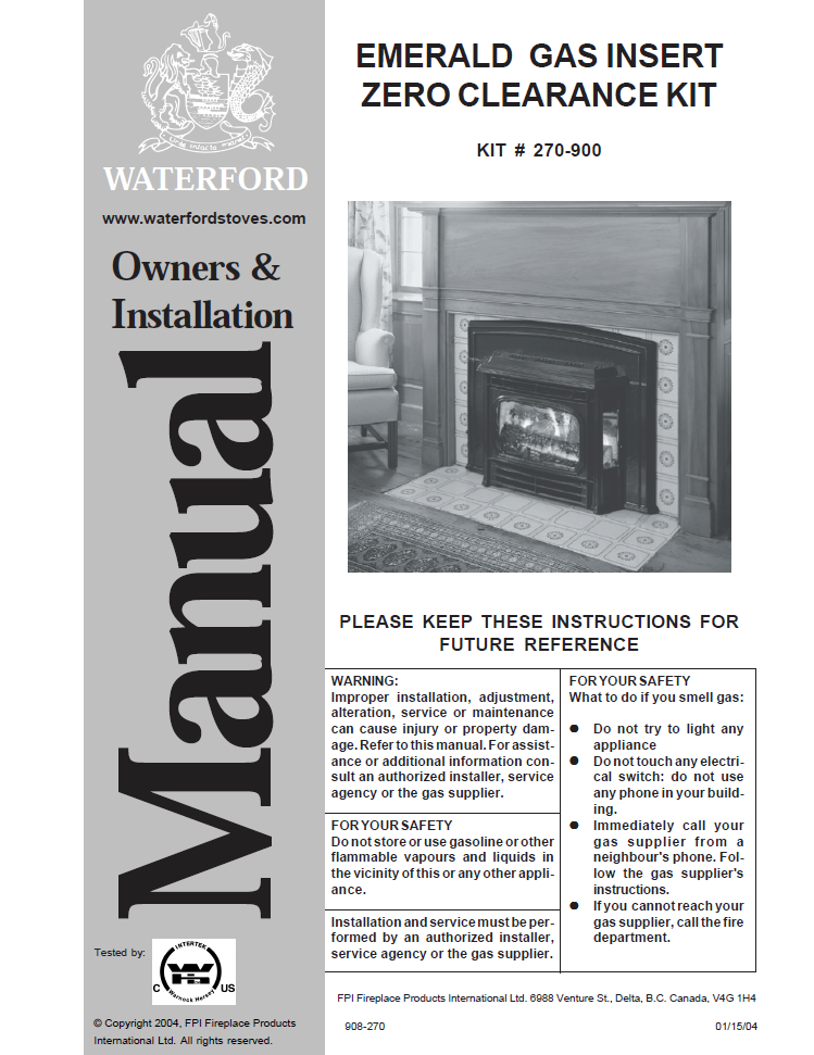 Waterford Emerald Insert ZC User Manual Gas_WFEZCI