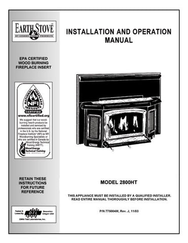 Earth Stove 2800HT User Manual - Wood_bv2800ht