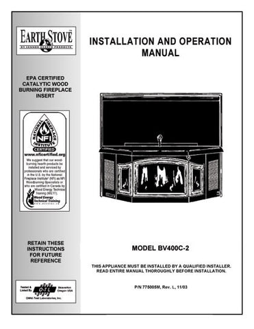 Earth Stove BV400C User Manual - Wood_bv400C