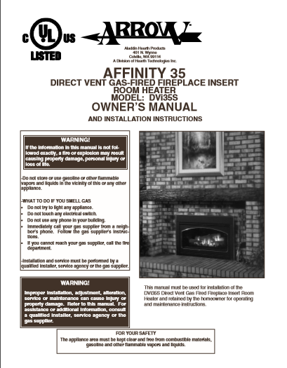 Dovre DVI 35S User Manual - Gas_DVI35S – WoodHeatStoves.com
