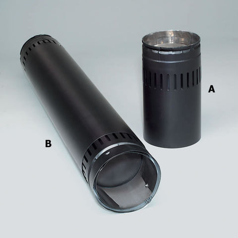 6" x 3"-9" Adjustable Length Security Double-Wall Black Stovepip_67125