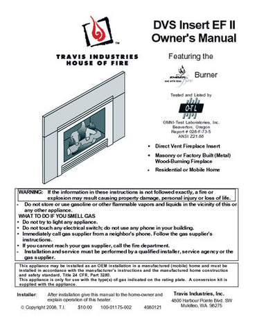 Avalon EF-II DVS User Manual - Gas_AVDVS