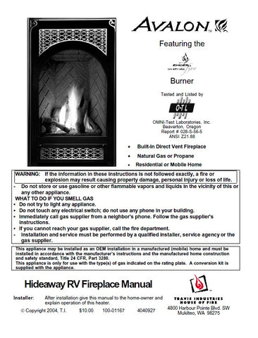 Avalon Hideaway RV/FP User Manual - Gas_AVhideway