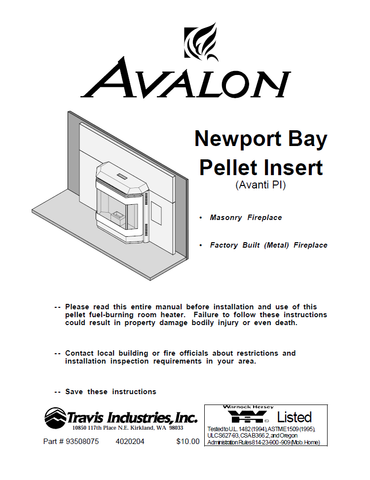 Avalon Newport Bay User Manual - Pellet_AVNewportBayI
