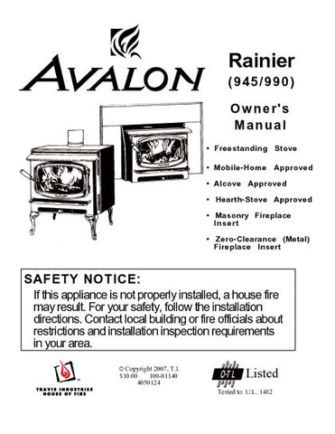 Avalon Rainier 945-990 User Manual - Wood_AVrainier945990