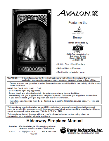 Avalon Hideaway 2005 User Manual - Gas_AvalonHideaway2005