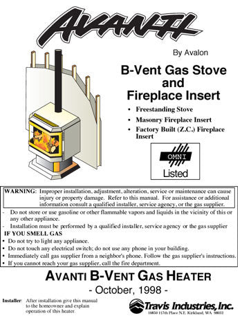 Avalon Avanti BV 4050-5949 User Manual - Gas_Avanti4050