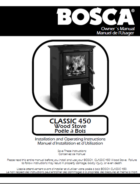 Bosca Classic 450 user's Manual - Wood_Bosca 450C – WoodHeatStoves.com