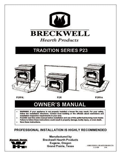 Breckwell P23 2003 User Manual - Pellet_bp23p2003 – WoodHeatStoves.com