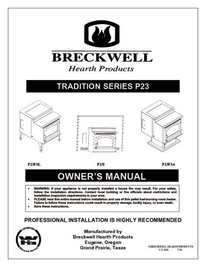 Breckwell P23 2004 User Manual - Pellet_bp23p2004 – WoodHeatStoves.com