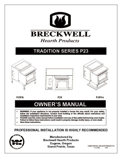 Breckwell P23 2005 User Manual - Pellet_bp23p2005 – WoodHeatStoves.com