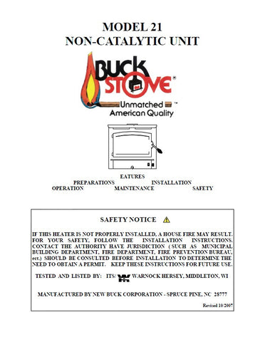 Buck Stove 21 User Manual - Wood_BSM21