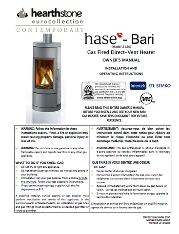 HearthStone Bari 8180 User Manual - Wood_HSBari8180