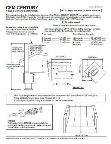 Century Heating S244E/EP 245E/EP User's Manual - Wood_CenturyS244E-EP245E-EP