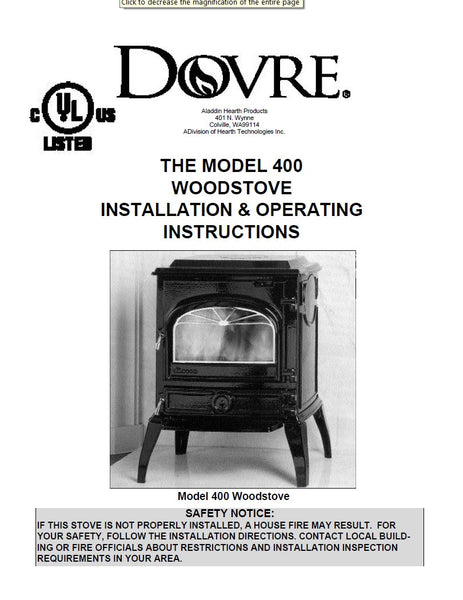 Dovre 400 User Manual - Wood_DM400WS – WoodHeatStoves.com
