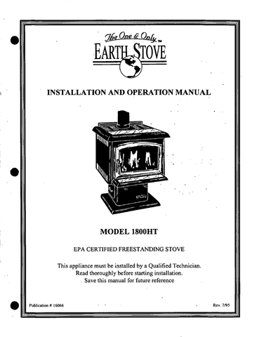 Earthstove 1800HT User Manual - Wood_es1800man