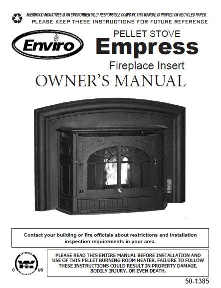 Enviro Empress Insert User Manual - Pellet_ENEmpressI – WoodHeatStoves.com