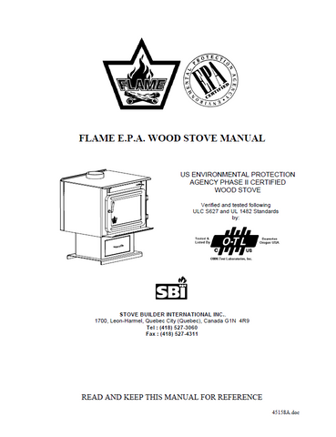 Flame XTD 1.1 FL-041 Wood Stove Manual_XTD 1.1 FL-041