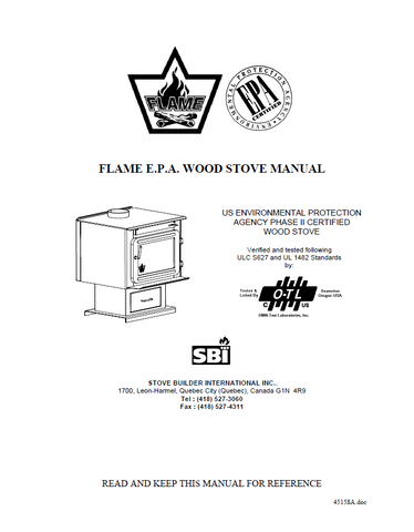 Flame XVR-I FL-020T Wood Stove Manual_XVR-I FL-020T