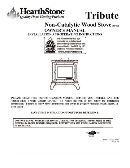 HearthStone Tribute 8040 User Manual - Wood_HSTribute8040 ...