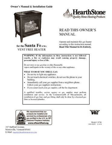 HearthStone Santa Fe 8780 User Manual - Gas_HSSantaFe8780