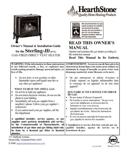 HearthStone Sterling HT8532 DV User Manual - Gas_HSSterlingHt8532DV –  WoodHeatStoves.com