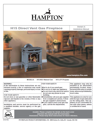 Hampton H15 DV User Manual - Gas_HH15DVFS