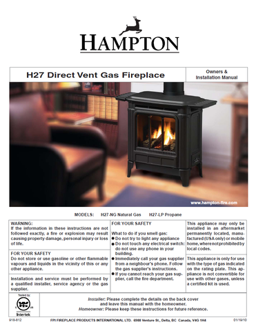 Hampton H27 DV User Manual - Gas_HH27DVFS