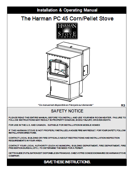 Harman PC45 User Manual - Pellet_Harman PC45 – WoodHeatStoves.com