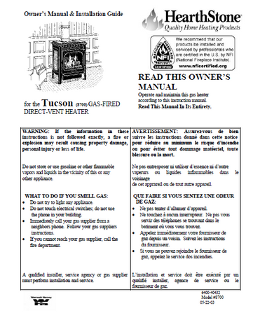 HearthStone Tucson DV 8700 User Manual - Wood_HStucson8700