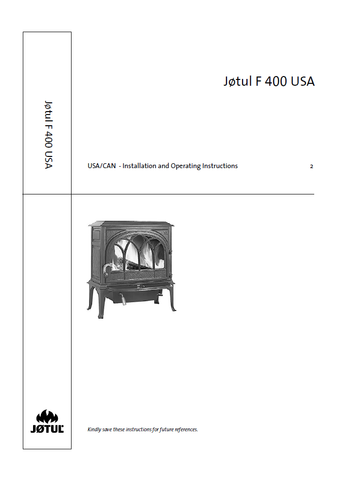 Jotul F 400 User Manual - Wood_JF400USA