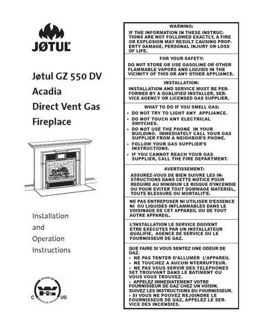 Jotul GZ 550 DV Acadia User Manual - Gas_JGZ550DV