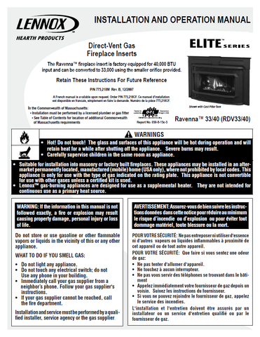 Lennox Ravenna DV 33/40 User Manual - Gas_LXRDV33/40