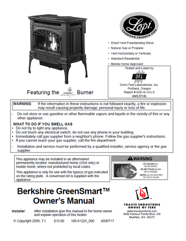 Lopi Berkshire GreenSmart User Manual - Gas_BerkshireGS