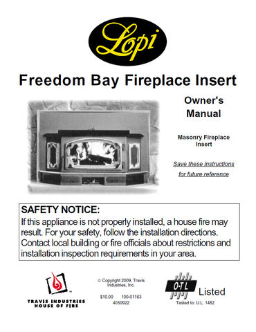 Lopi Freedom Bay Insert User Manual - Wood_LFBIWS