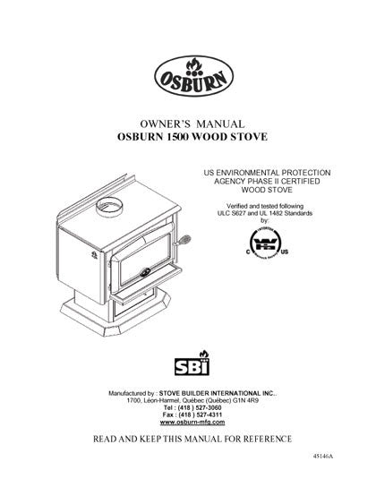 Osburn 1500 User Manual - Wood_OS1500 – WoodHeatStoves.com
