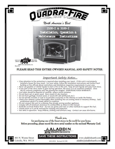 Quadra-Fire 2100 Insert User Manual Wood_QF21000I