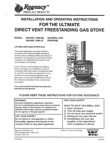 Regency U45/U46 User Manual - Gas_RGU45/U46