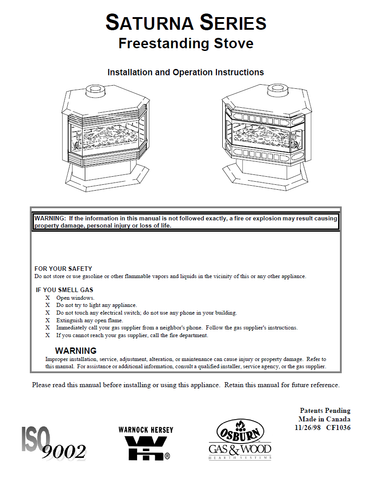 Osburn Saturna FS DV User Manual - Gas_OSFSDV