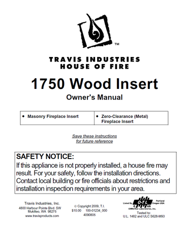 Travis Industries 1750 Insert User Manual - Wood_TI1750WI