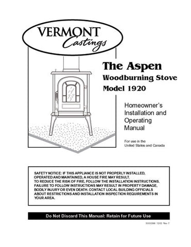 Vermont Castings Aspen 1920 User Manual - Wood_VCaspen