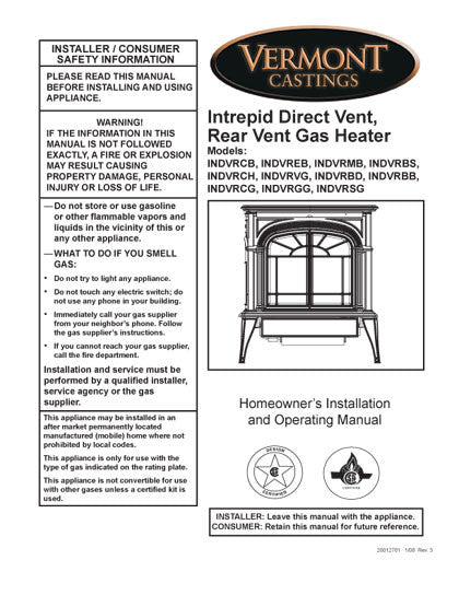 Vermont Castings Intrepid DV u0026 RV User Manual – WoodHeatStoves.com
